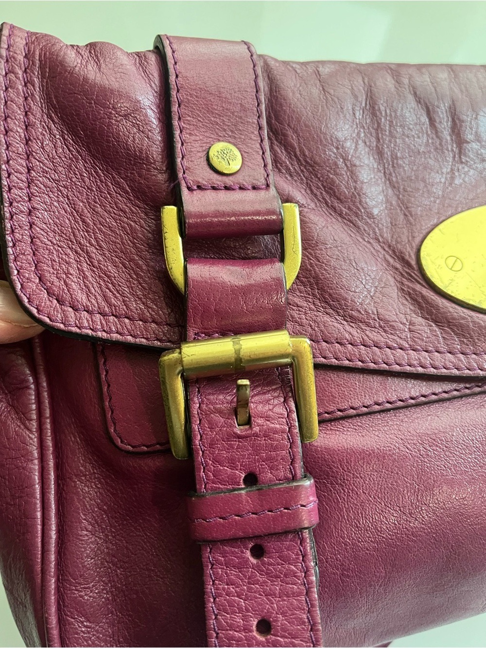 MULBERRY RARE VINTAGE TRIM ALEXA IN BERRY LEATHER - Picture 6 of 16